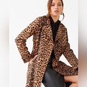 ZARA leopard print long jacket coat womans coat M